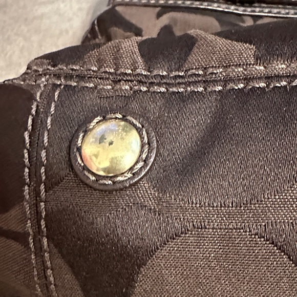 Coach Dark Brown Shoulder Bag with Gold Accents - Picture 4 of 16